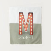 Retro Theater Marquee Letter M Personalisiert Wandteppich (Vorderseite)