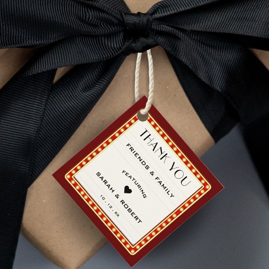 Retro Theater Marquee Sign Red Wedding Vielen Dank Geschenkanhänger