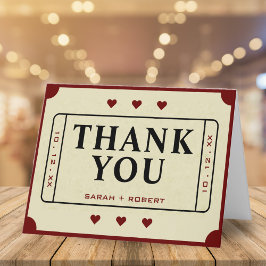 Retro Theater Movie Ticket Stub Hochzeit Dankeskarte