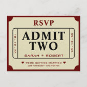 Retro Theatre Admit zwei Ticket Stube Hochzeit RSV Postkarte (Vorderseite)