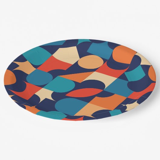 Retro-Thema Pappteller (Schrägansicht)