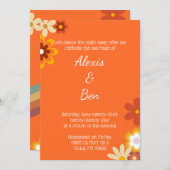 Retro Themed Einladung 70er Blume Power (Vorne/Hinten)