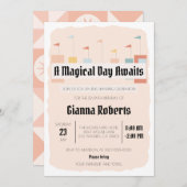 Retro Themenpark, Vintager Karneval zum Geburtstag Einladung (Vorne/Hinten)