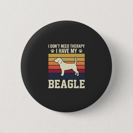 Retro-Therapie mit Vintage-Beagle-Hund Button (Vorderseite)