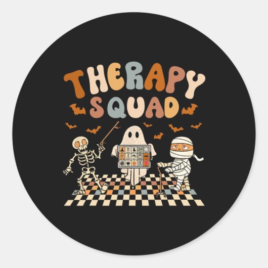 Retro Therapie Squad Slp Ot PT Team Halloween Spee Runder Aufkleber (Vorderseite)