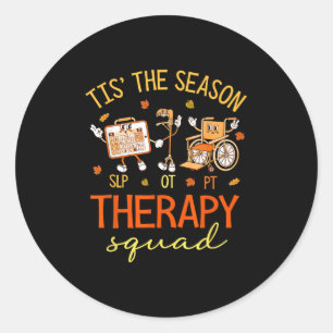 Retro-Therapiekopp-Slp Ot PT Team Fall Herbstphy Runder Aufkleber