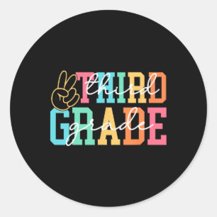 Retro Third Grade Preppy Zurück zur Schule Lehrer  Runder Aufkleber
