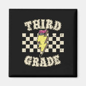 Retro Third Grade Teacher Lightning Bolt Pencil Te Magnet (Vorne)