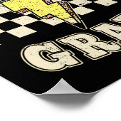 Retro Third Grade Teacher Lightning Bolt Pencil Te Poster (Ecke)