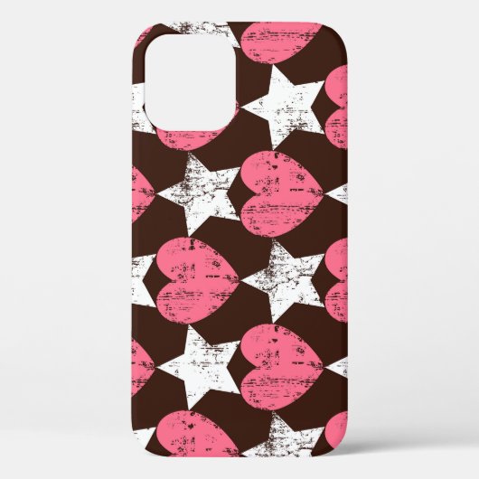 Retro Threadbare Herz Stars Textur Case-Mate iPhone Hülle (Rückseite)