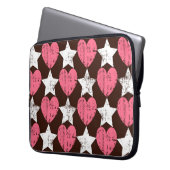 Retro Threadbare Herz Stars Textur Laptopschutzhülle (Vorderseite Links)