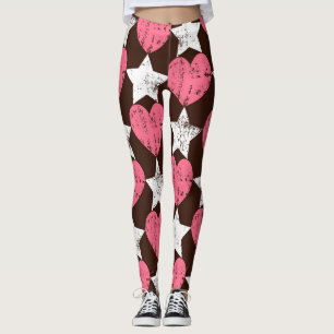 Retro Threadbare Herz Stars Textur Leggings