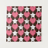 Retro Threadbare Herz Stars Textur Wandteppich (Vorderseite)