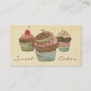 Retro Three Cupcake Bäckerei Visitenkarte
