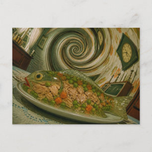 retro Thunfisch-, Erbsen- und Karottengelatine-Fis Postkarte