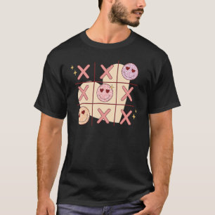 Retro Tic Tac Toe Happy Face Liebe Valentine T-Shirt