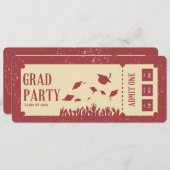 Retro-Ticket-Abschlussfeier Einladung (Vorne/Hinten)