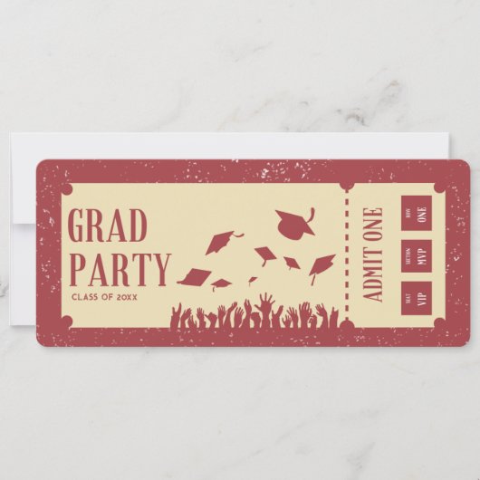 Retro-Ticket-Abschlussfeier Einladung (Vorderseite)