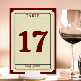 Retro Ticket Stub Hochzeitsempfang Tischnummer