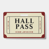 Retro Ticket Student School Teacher Hall Pass Ausweis (Vorderseite)