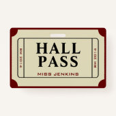 Retro Ticket Student School Teacher Hall Pass Ausweis (Vorderseite)