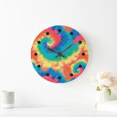 Retro Tie Dye Clocks Große Wanduhr (Zuhause)