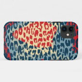 Retro-Tierdruckhaut aus Leopard (blau, rot) Case-Mate iPhone Hülle (Rückseite (Horizontal))