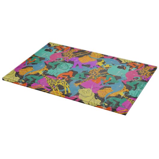 Retro TierSilhouette-Muster Schneidebrett (Ecke)