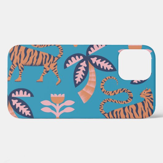 Retro-Tiger, Palme, Blume Case-Mate iPhone Hülle (Rückseite (Horizontal))