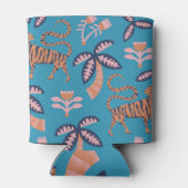 Retro-Tiger, Palme, Blume Dosenkühler (Rückseite)