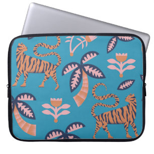 Retro-Tiger, Palme, Blume Laptopschutzhülle