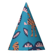 Retro-Tiger, Palme, Blume Partyhütchen (Rückseite)