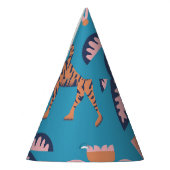 Retro-Tiger, Palme, Blume Partyhütchen (Links)