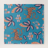 Retro-Tiger, Palme, Blume Puzzle (Horizontal)