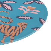 Retro-Tiger, Palme, Blume Schneidebrett (Ecke)