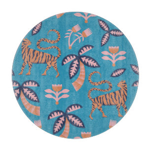Retro-Tiger, Palme, Blume Schneidebrett