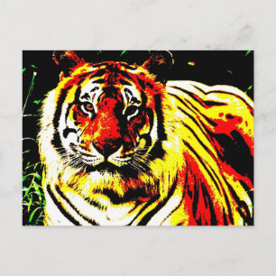 Retro Tiger Pop Art Postkarte