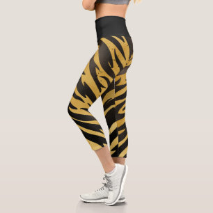 Retro Tiger Streifen gestört Hautmuster Capri Leggings