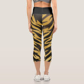 Retro Tiger Streifen gestört Hautmuster Capri Leggings (Rückseite)