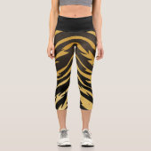 Retro Tiger Streifen gestört Hautmuster Capri Leggings (Vorderseite)