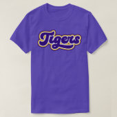 Retro Tigers Script Lila und Gold T-Shirt (Design vorne)