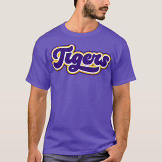 Retro Tigers Script Lila und Gold T-Shirt