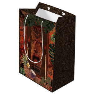 Retro-Tiki-Aloha-Hawaiian-Luau-Geburtstagsfeier Mittlere Geschenktüte