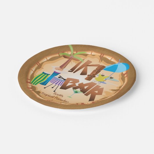 Retro Tiki Bar Party 2 Pappteller (Schrägansicht)