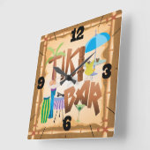 Retro Tiki Bar Quadratische Wanduhr (Winkel)