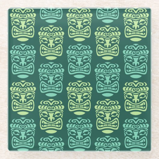 Retro Tiki Beach Bar Pattern Glasuntersetzer (Vorderseite)