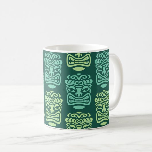 Retro Tiki Beach Bar Pattern Kaffeetasse (VorderseiteRechts)