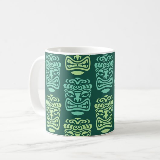 Retro Tiki Beach Bar Pattern Kaffeetasse (Vorderseite Links)