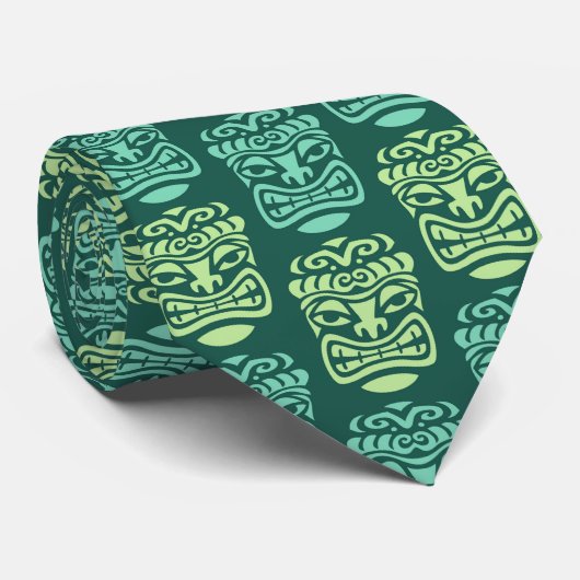 Retro Tiki Beach Bar Pattern Krawatte (Gerollt)