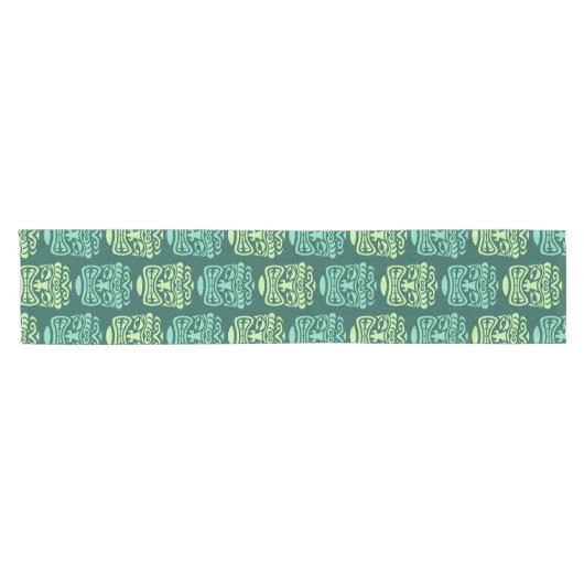 Retro Tiki Beach Bar Pattern Kurzer Tischläufer (Horizontal)